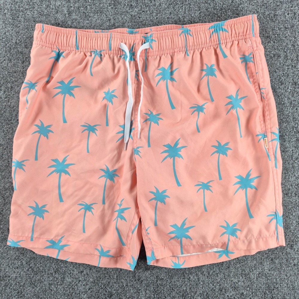 Ambsn California Mens Palm Tree Swim Trunks Peach Pink Blue Size L S19TB05